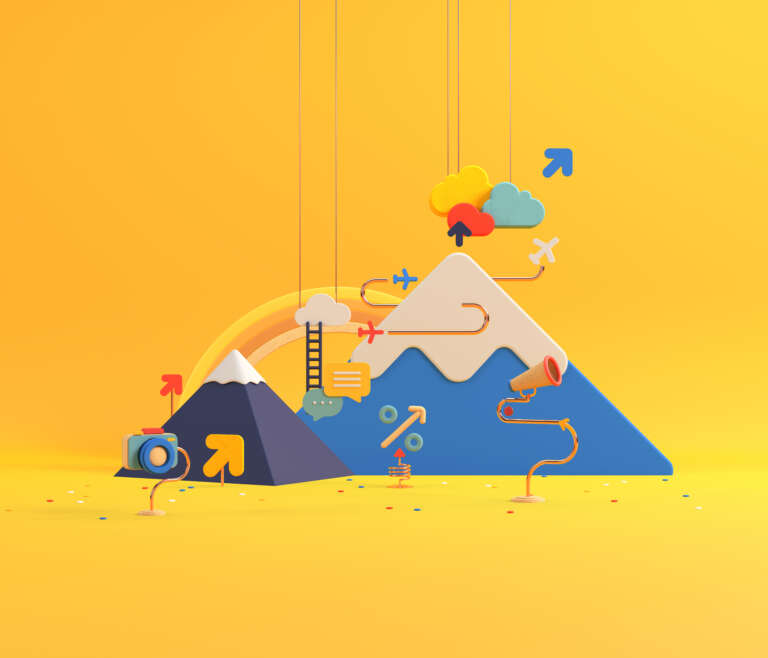 Colorful and abstract illustration representing the "Above & Beyond" concept.